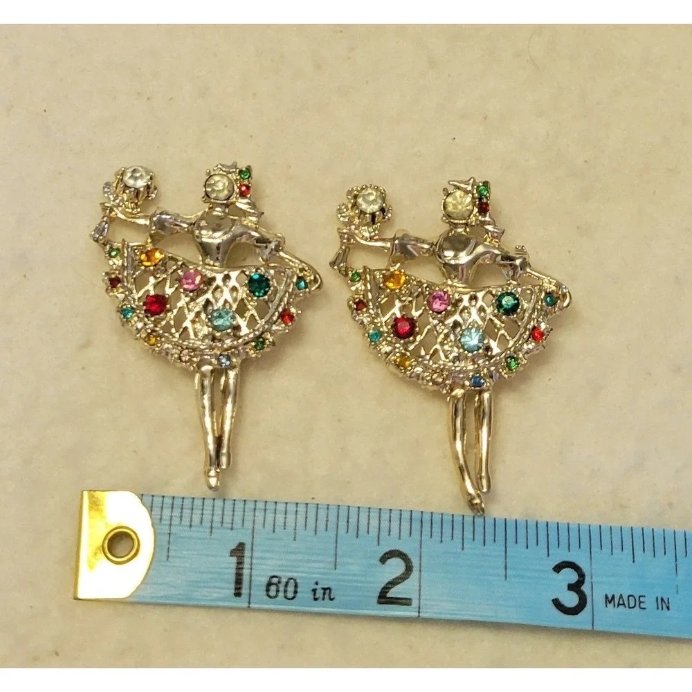 Vintage CORO CRAFT Style Unsigned‎ Ballerina Ballet Dancer Rhinestone Set Brooch - Picture 2 of 3